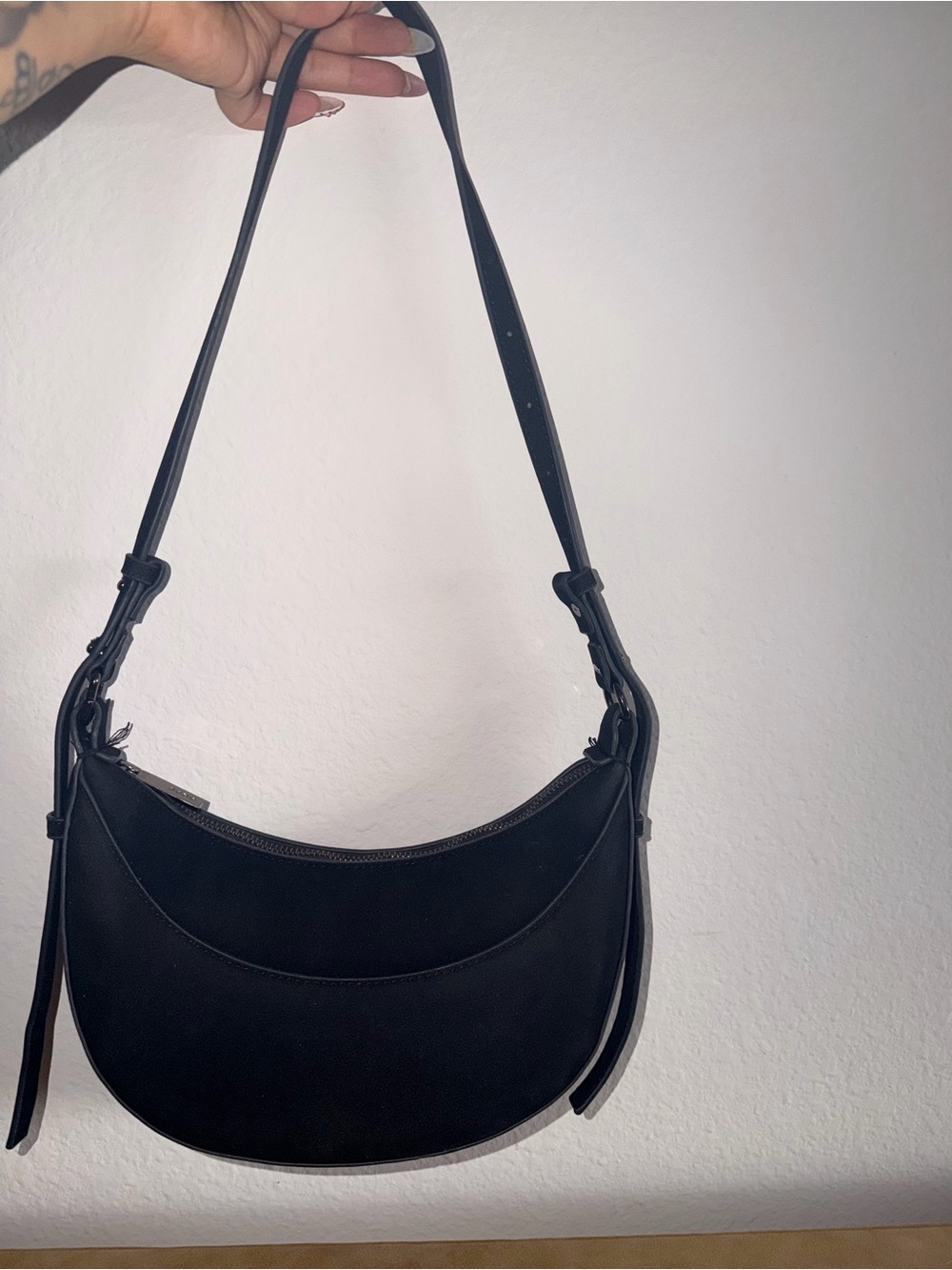 BCBGeneration Black Crescent Shoulder Bag